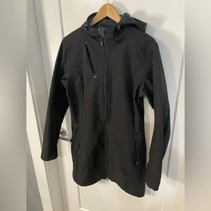 Vuarnet France Black Geometric Rain Coat Jacket Micro Fleece Lined Interior s10